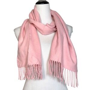 Made in Scotland 100% Cashmere Pink Scarf Fringe Quiet Luxury Capsule Preppy